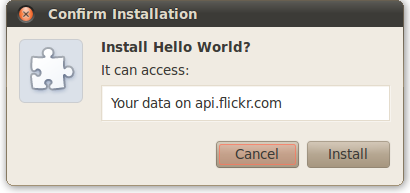 Permission warning: 'It can: Access your data on api.flickr.com'